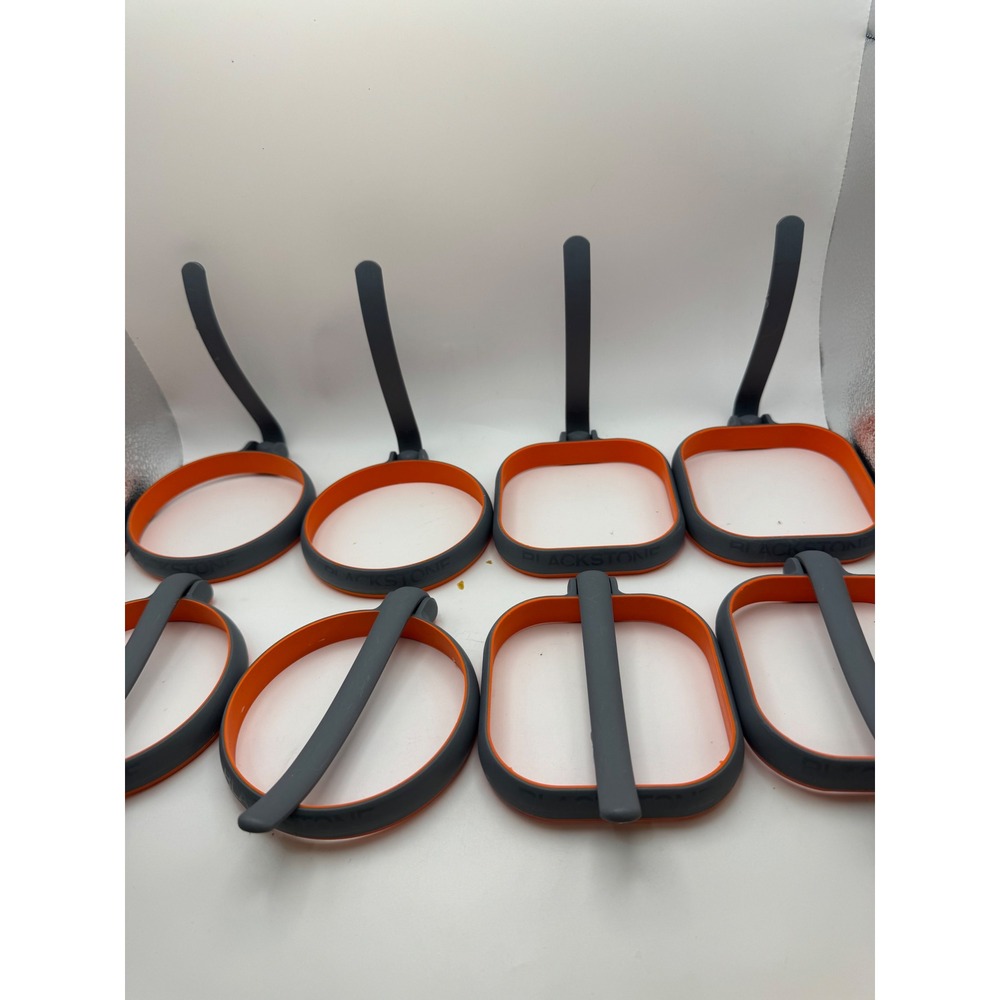 Blackstone Silicone Egg Ring Set 8 Piece Round and Square Griddle Molds Orange